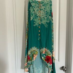 FARM Rio Teal Floral Maxi Skirt